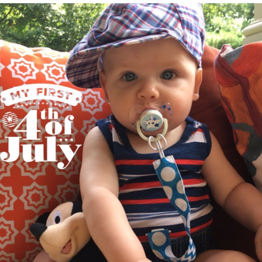 Red white blue plaid NEWSBOY CAP. 6-12M